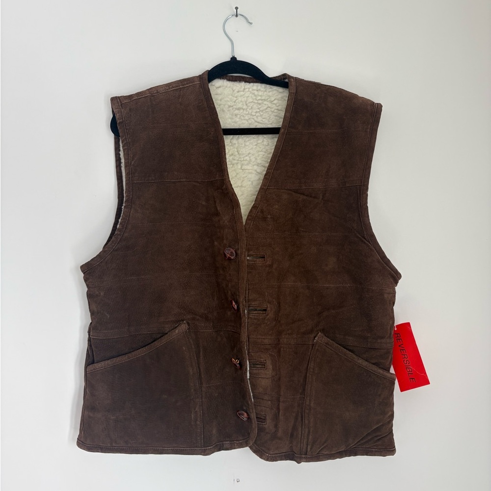 Pelle Cuir Vintage Reversible Leather & Sherpa Vest | Genuine Leather | NWT
